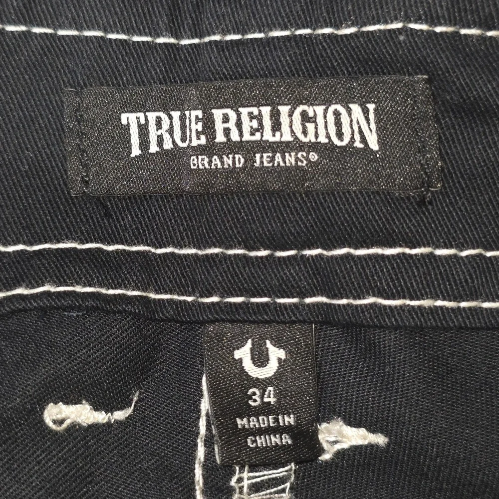 NWT True Religion Bobby Baggy Cargo Pants Mens 34 Black Contrast Stitch 700248